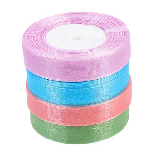 SEWACC 4 Rollen Bunte Geschenkbänder DIY Dekorative Schleifenbänder Blau Grün Lila für Bastelprojekte Geschenkverpackungen und Festlichkeiten Breit von SEWACC