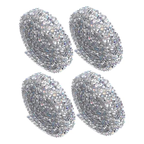 SEWACC 4 Rollen Glitzernde Heißschmelz Rhinestone Ribbons für Diy Dekoration von Kleidung und Festlichen Anlässen Vielseitige Bastelmaterialien für Projekte SEWACC 4 Rollen Glitzernde Heißschmelz Rhinestone Ribbons für Diy Dekoration von Kleidung und Festlichen Anlässen Vielseitige Bastelmaterialien für Projekte von SEWACC
