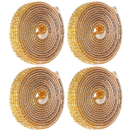 SEWACC 4 Rollen Selbstklebende Zierstreifen Dekor Strass Klebestreifen Basteln Strassband Funkelndes Selbstklebendes Strassband von SEWACC
