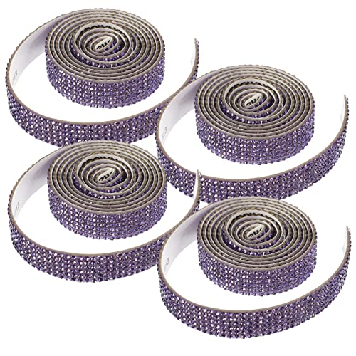 SEWACC 4 Rollen Strass Applikationen zum Aufbügeln Dekoratives Diy Kristallband für Brautgürtel Reihig Breit Selbstklebend für Hochzeitskleider Abendmode und Handarbeiten von SEWACC