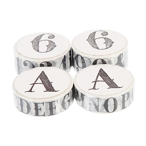 SEWACC 4 Rollen Washi Tape Tack Nummer Alphabet Scrapbook Nagelaufkleber Klebeband Aufkleber Für DIY Bastelband Papierband DIY Klebeband Dekorative Klebebänder Japanpapier von SEWACC