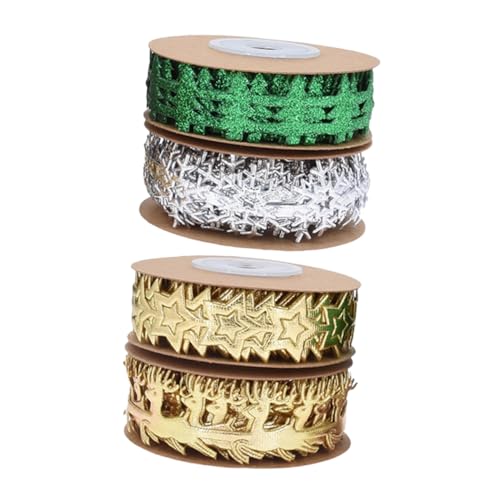 SEWACC 4 Rollen Weihnachtsband mit Glitzerschneeflocken Vielseitiges Formbares Geschenkband für Diy-weihnachtsdekorationen Kränze Schleifen und Festliche Bastelarbeiten SEWACC 4 Rollen Weihnachtsband mit Glitzerschneeflocken Vielseitiges Formbares Geschenkband für Diy-weihnachtsdekorationen Kränze Schleifen und Festliche Bastelarbeiten von SEWACC
