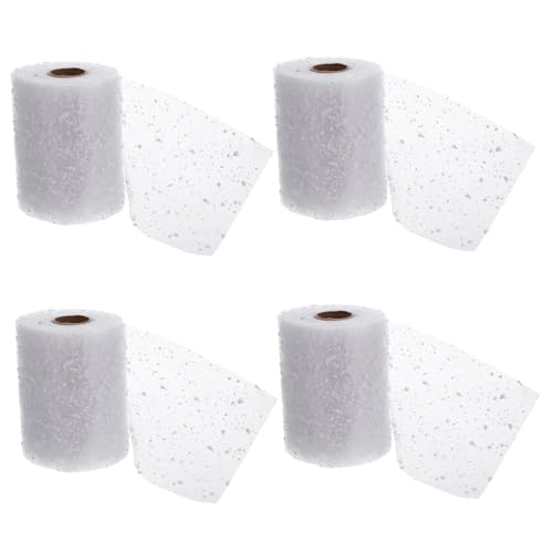 SEWACC 4 Rollen Weiße Schneepunkt Geschenkfolie Mesh Ribbon für Blumensträuße Diy Basteln Partydeko Langlebiges Material Bouquet Verpackungszubehör SEWACC 4 Rollen Weiße Schneepunkt Geschenkfolie Mesh Ribbon für Blumensträuße Diy Basteln Partydeko Langlebiges Material Bouquet Verpackungszubehör von SEWACC