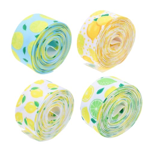 SEWACC 4 Rollen Bänder mit Zitronenmuster 25 Mm Verpackungsmaterial für Bastelarbeiten Als Dekoratives Party-zubehör SEWACC 4 Rollen Bänder mit Zitronenmuster 25 Mm Verpackungsmaterial für Bastelarbeiten Als Dekoratives Party-zubehör von SEWACC