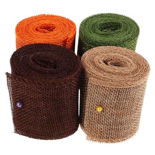 SEWACC 4 Rollen dekoratives Band Hochzeit Sackleinenband Stoff Spitzenbänder zum Basteln natürliches Band weihnachtsdeko christmas decorations Leinenstreifen selber machen Hochzeitsband SEWACC 4 Rollen dekoratives Band Hochzeit Sackleinenband Stoff Spitzenbänder zum Basteln natürliches Band weihnachtsdeko christmas decorations Leinenstreifen selber machen Hochzeitsband von SEWACC