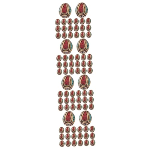 SEWACC 4 Sätze Buddha Spacer Perlen Messing Mit Türkis Für Diy Schmuckherstellung Handgemachte Nepalische Spacer Beads Vintage Stil Für Kreative Projekte 20 Stück * 4 von SEWACC