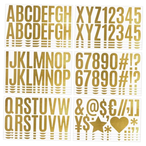 SEWACC 4 Sätze Goldene Buchstaben Zahlen Aufkleber Selbstklebend DIY Scrapbook Sticker Für Handwerk Karten Fenster Oberflächen von SEWACC