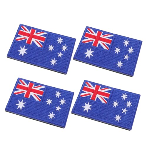 SEWACC 4 Stück Australien Flagge Aufnäher Bestickt mit Klettband Vielseitige Nationalapplikationen zum Aufnähen für Rucksack Jacke Mütze Abnehmbar und Langlebig von SEWACC