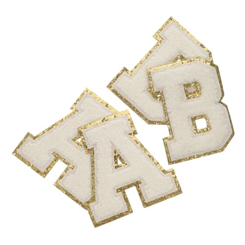SEWACC 4 Stück Bestickte Buchstaben Aufbügel patches Weiße DIY Stoffflicken zum Aufbügeln oder Nähen Individuelle Kleidung Reparatur Dekoration für Jacken Hosen Taschen und Schuhe von SEWACC