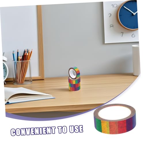 SEWACC 4 Stück Bunte Washi Klebebänder Kreative Regenbogen Maskierbänder für Scrapbooking Planer Bastelprojekte und Klassenzimmerdekoration kein Kleberückstand von SEWACC
