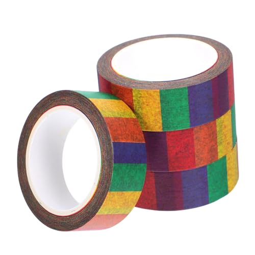 SEWACC 4 Stück Buntes Washi Tape Regenbogenfarbige Klebebänder für Scrapbooking Journaling Beschriftung und Kreative Diy Projekte Handreißbar Vielseitig Einsetzbar von SEWACC