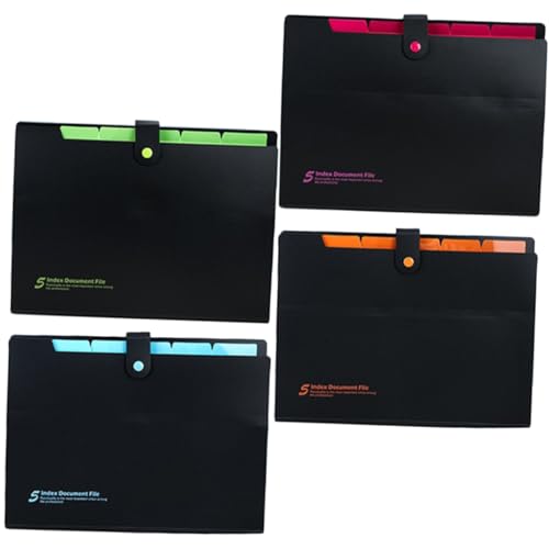 SEWACC 4 Stück Erweiterbare Fächermappe mit Druckknopf Robuster Falt Organizer für Büro Schule Zuhause Mehrschichtiger Accordion Dokumentenhalter in Schwarz Rosa Grün Orange Blau SEWACC 4 Stück Erweiterbare Fächermappe mit Druckknopf Robuster Falt Organizer für Büro Schule Zuhause Mehrschichtiger Accordion Dokumentenhalter in Schwarz Rosa Grün Orange Blau von SEWACC