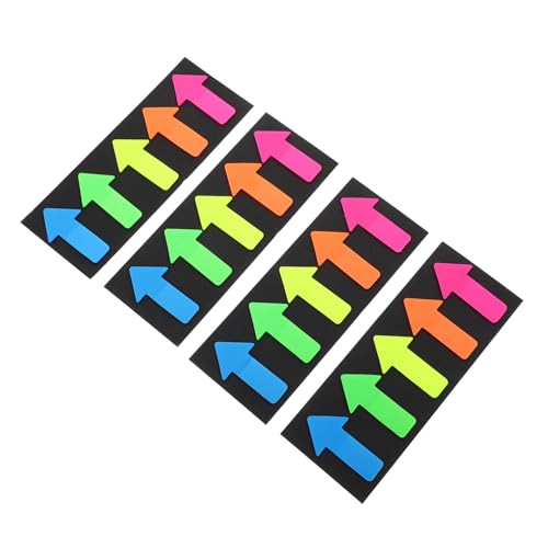 SEWACC 4 Stück Fluoreszierende Klebeetiketten Selbstklebende Index Sticker für Notizen Klassifizierung in Rot Orange Gelb Grün Blau Wiederverwendbare Haftnotizen für Büro Schule und von SEWACC
