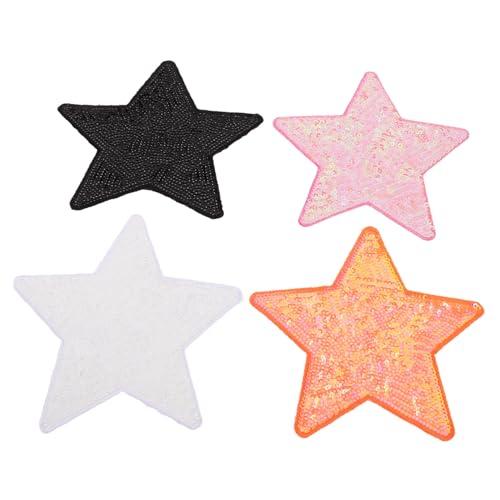 SEWACC 4 Stück Glitzer Sterne Patches Selbstklebende Aufnäher für Jacken Shirts und Hüte Dekorative Pailletten Applikationen für Diy Nähprojekte und Kleidungsgestaltung von SEWACC