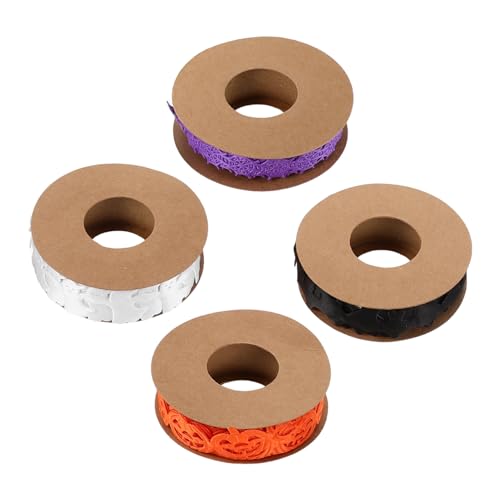 SEWACC 4 Stück Halloween DIY Bastelband Set mit Gespenst Fledermaus Kürbis Spinnennetz Motiven Stabiles Geschenkband für Geschenkverpackung Kränze Partydekoration und Saisonale SEWACC 4 Stück Halloween DIY Bastelband Set mit Gespenst Fledermaus Kürbis Spinnennetz Motiven Stabiles Geschenkband für Geschenkverpackung Kränze Partydekoration und Saisonale von SEWACC