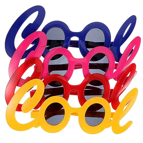 SEWACC 4 Stück Lustige Partybrillen Bunte Brillen als Fotorequisiten Witzige Sonnenbrillen mit Auffälligem Rahmen für Karneval Geburtstag Halloween und Themenpartys von SEWACC
