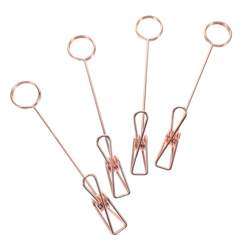 SEWACC 4 Stück Metall Doppelkopfklemmen für Fotos Notizen und Platzkartenhalter Robuste und Stilvolle Clips für Büro und Zuhause Roségold Diy Fotohalter von SEWACC