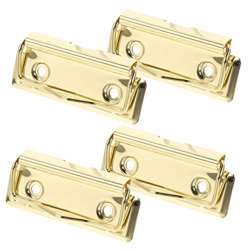 SEWACC 4 Stück Metall Klemmbrett Clips Dokumentenfixierung Clips für Büro Schule Langlebige Bürobedarf Zubehör Gold für Lehrer und Schüler von SEWACC