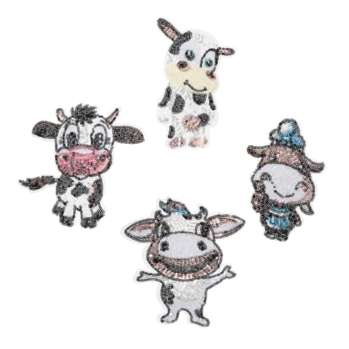 SEWACC 4 Stück Niedliche Kuh Patches zum Aufbügeln Bestickte Cartoon Applikationen aus Langlebige Tierpatches für Kleidung Taschen Hüte und DIY Bastelprojekte von SEWACC