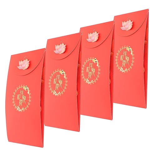 SEWACC 4 Stück Rote Umschläge Chinesischer Stil Packet Jahr Des Drachen Glücksgeldumschläge Traditionelle Dekoration für Neujahr Geburtstag Festlichkeiten von SEWACC