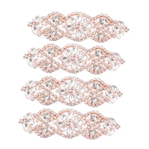SEWACC 4 Stück Strass Taillengürtel Teiliges mit Handgefertigten Selbstklebenden Applikationen Roségold Glitzernde Brautkleid Accessoires zum Individuellen Verzieren von von SEWACC