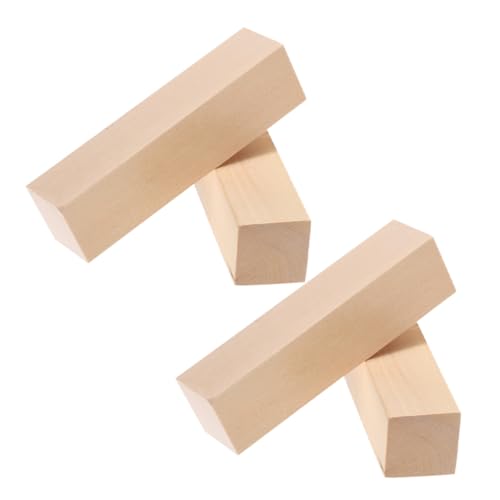 SEWACC 4 Stück Teiliges Basswood Unbehandelte Lindenholzblöcke Weiches Holz für DIY Schnitzarbeiten Basteln Modellbau Sicher für Anfänger und Profis von SEWACC