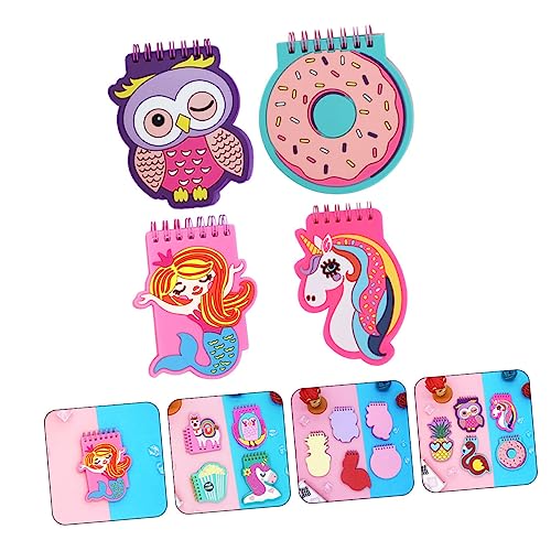 SEWACC 4 Stück Teiliges Cartoon Notizbuch mit Pvc weichgummi Spiralbindung Lose Kleines Planbuch für Schüler Leicht Tragbar zum Organisieren und Notieren von SEWACC