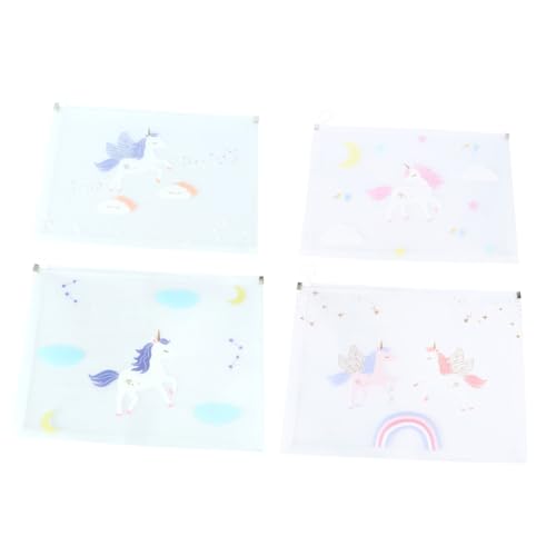 SEWACC 4 Stück Teiliges Dokumententaschen mit Reißverschluss Transparente Kunststoff organizer für Studenten Cartoon Einhorn Motiv Wiederverwendbare Datei Umschlagmappe für Büro und SEWACC 4 Stück Teiliges Dokumententaschen mit Reißverschluss Transparente Kunststoff organizer für Studenten Cartoon Einhorn Motiv Wiederverwendbare Datei Umschlagmappe für Büro und von SEWACC