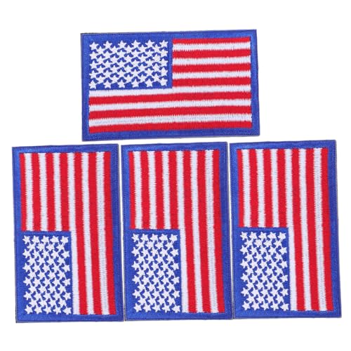 SEWACC 4 Stück Teiliges Flagge Aufnäher mit Bestickte Amerikanische Flagge Patches Reversible Rucksack Jeans Abzeichen Patriotische Stoffapplikationen für Kleidung und Taschen von SEWACC