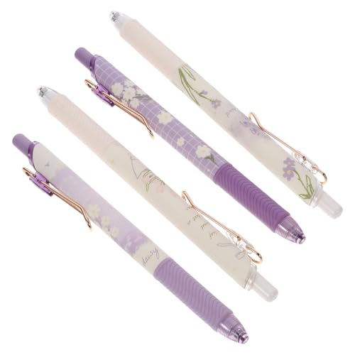 SEWACC 4 Stück Teiliges Gel Tintenroller mit Druckmechanik Glattes Schreiben Schwarzer Kugelschreiber für Schule Büro Zuhause Leicht Tragbar und Kreatives Design von SEWACC