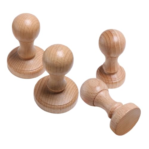 SEWACC 4 Stück Teiliges Holzstempelgriff für Kreative Bastelprojekte Ergonomische Langlebige Holzgriffe für Stempel Kompatibel mit Verschiedenen Stempeln für Einsatz im Klassenzimmer von SEWACC