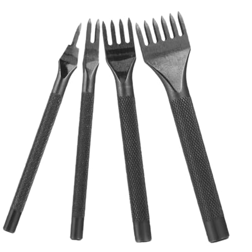 SEWACC 4 Stück Teiliges Leder Lochstanzer Langlebiges Verschleißfestes Stahlmaterial Ergonomischer Rutsch Griff für DIY Lederhandwerk Präzises Stanzen Nähen und Prägen Anfänger und Profis von SEWACC