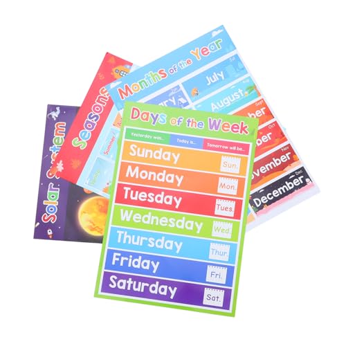 SEWACC 4 Stück Teiliges Lernposter Set für Planeten Wochentage und Monatsdiagramme Wanddekoration für Vorschule und Kindergarten Attraktives Design und Vielseitige Nutzung SEWACC 4 Stück Teiliges Lernposter Set für Planeten Wochentage und Monatsdiagramme Wanddekoration für Vorschule und Kindergarten Attraktives Design und Vielseitige Nutzung von SEWACC