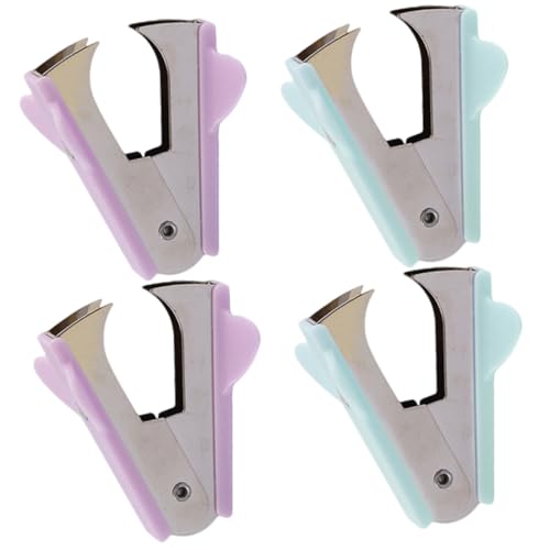 SEWACC 4 Stück Teiliges Mini Ergonomisch Handlich Leicht Kraftsparend für Büro und Zuhause Platzsparend Tragbar Schonend für Stapler Remover Werkzeug in Pastellfarben von SEWACC