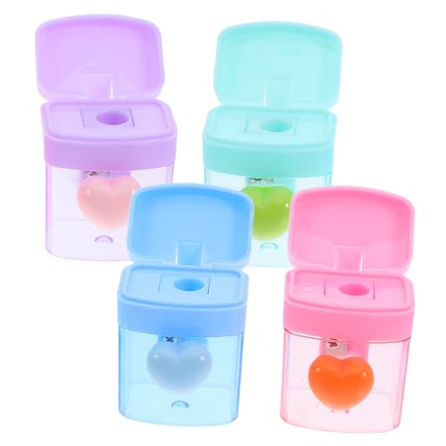 SEWACC 4 Stück Teiliges Niedlicher Herz Anspitzer Handlicher Bleistiftspitzer aus Robustem Transparent Bunten Farben für Bürobedarf und Schülerbedarf SEWACC 4 Stück Teiliges Niedlicher Herz Anspitzer Handlicher Bleistiftspitzer aus Robustem Transparent Bunten Farben für Bürobedarf und Schülerbedarf von SEWACC