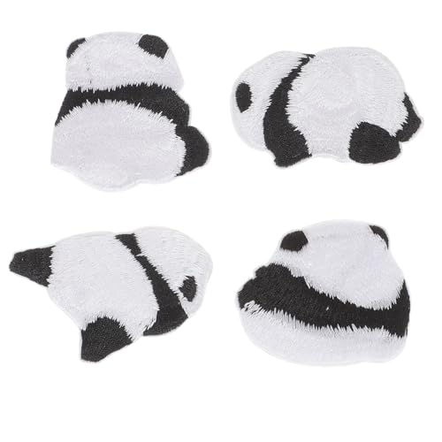 SEWACC 4 Stück Teiliges Panda Aufnäher zum Aufbügeln und Aufnähen Niedliche Cartoon Patches für Jacken Hüte Kleidung Schuhe DIY Reparatur und Dekoration von SEWACC