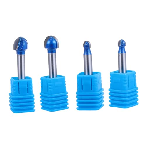 SEWACC 4 Stück Teiliges Schaftfräser mit Rundnase Industrielegierung Klingen Holzschnitzerei für Massivholz MDF Spanplatten Vielseitig für Beading Fluting Cnc und DIY Anwendungen von SEWACC