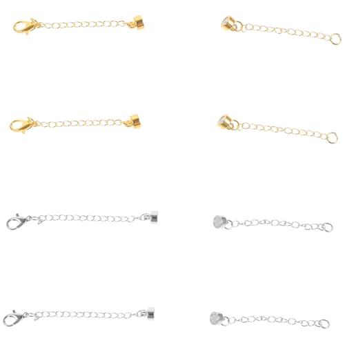 SEWACC 4 Stück Teiliges Schmuckverlängerungsset Magnetverschluss Kurze Goldfarbene und Weiße Kettenverlängerungen Einfaches Verbinden für Halsketten Armbänder DIY Schmuckherstellung von SEWACC