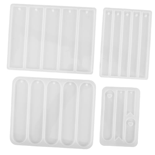 SEWACC 4 Stück Teiliges Silikon Formen für Lesezeichen Rechteckige Gießformen für Epoxidharz für Diy Bastelarbeiten Kreative Designs und Lesezeichen Herstellen von SEWACC