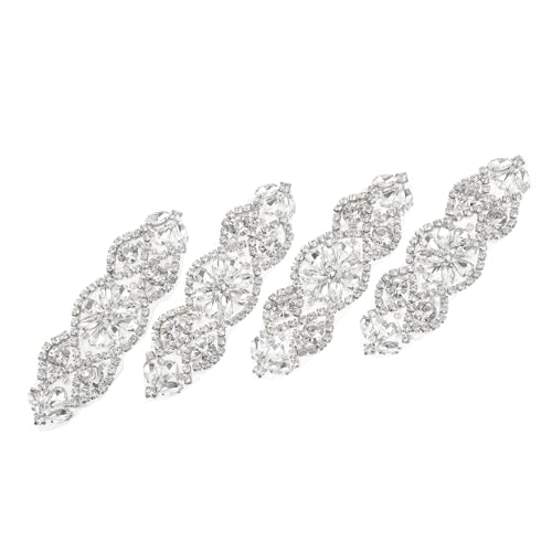 SEWACC 4 Stück Teiliges Strass Applikations für Brautkleider Taillengürtel Selbstklebende Silberne Wasser Diamant Patches zum Aufbügeln Eleganter für Abendkleid Diy Modedesign von SEWACC
