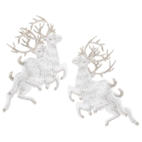 SEWACC 4 Stück Teiliges Weihnachtsdekor mit Rentier Stickern Selbstklebende Patches für Diy Kleidung Langlebige und Sichere Applikationen Rayon für Festliche Anlässe und Reparaturen von SEWACC