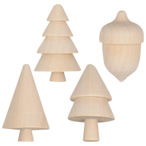 SEWACC 4 Stück Unfertige Weihnachtsbaumdekorationen aus Holz, Selbst Bemalbare Weihnachtsbaum- Und Eichel-ornamente, Kleine Tischdekoration für Den Urlaub SEWACC 4 Stück Unfertige Weihnachtsbaumdekorationen aus Holz, Selbst Bemalbare Weihnachtsbaum- Und Eichel-ornamente, Kleine Tischdekoration für Den Urlaub von SEWACC