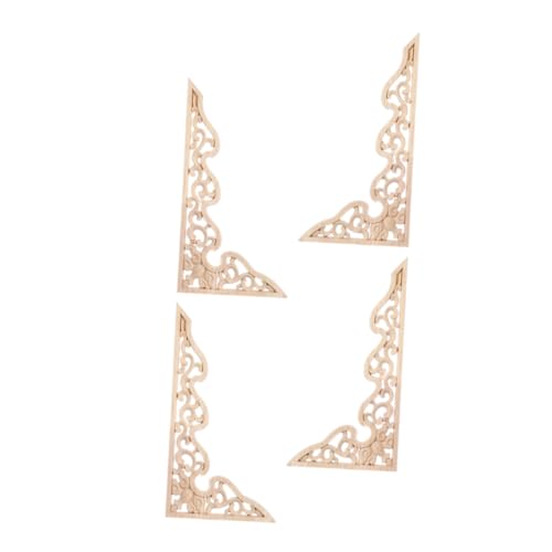 SEWACC 4 Stück Unlackierte Holzornamente Geschnitzte DIY Eckapplikationen Vielseitige Möbel Wanddekoration Langlebige Holzverzierung für Schrank Bett Vintage Stil von SEWACC
