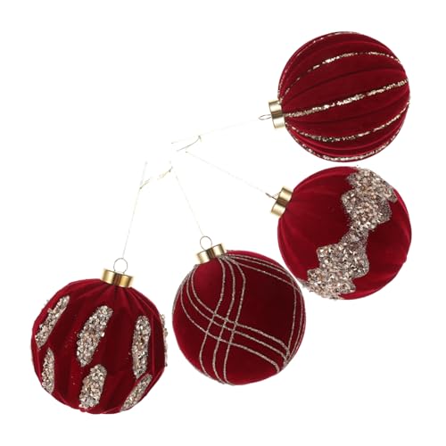 SEWACC 4 Stück Velours Weihnachtsbaum Kugeln Glitzernde Flock Dekorationen für Weihnachtsbaum Bruchsicher Vielseitige Hängedekorationen für Feste und DIY Projekte SEWACC 4 Stück Velours Weihnachtsbaum Kugeln Glitzernde Flock Dekorationen für Weihnachtsbaum Bruchsicher Vielseitige Hängedekorationen für Feste und DIY Projekte von SEWACC