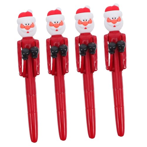 SEWACC 4 Stück Weihnachtskugelschreiber Santa Boxing Pen Lustige Weihnachtsmann Boxhandschuh Kugelschreiber Glattes Schreiben als Goodie Bag Füller für Schule Büro und Weihnachtsfeiern von SEWACC
