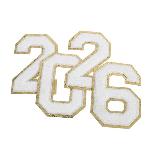 SEWACC 4 Stück Weiße Chenille zahlen patches mit Goldfarbenem Rand Bestickte Bügelapplikationen aus Polyester Strapazierfähige Aufnäher für Kleidung Hüte Rucksäcke DIY Zubehör SEWACC 4 Stück Weiße Chenille zahlen patches mit Goldfarbenem Rand Bestickte Bügelapplikationen aus Polyester Strapazierfähige Aufnäher für Kleidung Hüte Rucksäcke DIY Zubehör von SEWACC