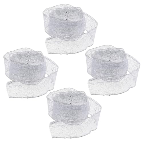 SEWACC 4-teiliges Weihnachtsband, Drahtband zum Verpacken von Geschenken, für Die Weihnachtsdekoration, zum Basteln von Partys, zum Binden von Diy-boxen (silber) von SEWACC