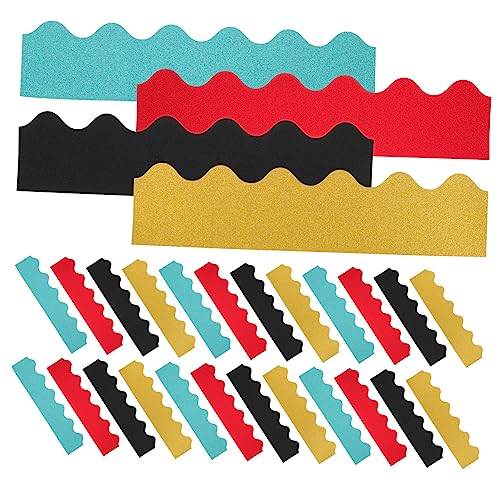 SEWACC 40 Stück Glitzer Bordüren Wellenrand Dekorpapier Abnehmbare Glänzende Bordüren für Klassenzimmer Büro und Partys Schwarz Blau Rot Gold SEWACC 40 Stück Glitzer Bordüren Wellenrand Dekorpapier Abnehmbare Glänzende Bordüren für Klassenzimmer Büro und Partys Schwarz Blau Rot Gold von SEWACC