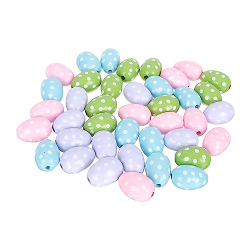 SEWACC 40 Stück Ostereier -makramee-perlen Osterei-perlen Ostern Handgefertigte Perlen Perlen in Eiform Handgemachte Diy-perlen Perlen Für Armbänder Diy -handwerk Bunt Holz von SEWACC