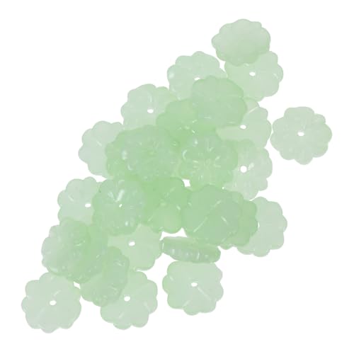 SEWACC 40 Stück Petal Design Glasperlen für DIY Bastelarbeiten Blütenförmige Perlen für Haarschmuck Schmuckherstellung und Kreative Dekorationen Hellgrün Set von SEWACC